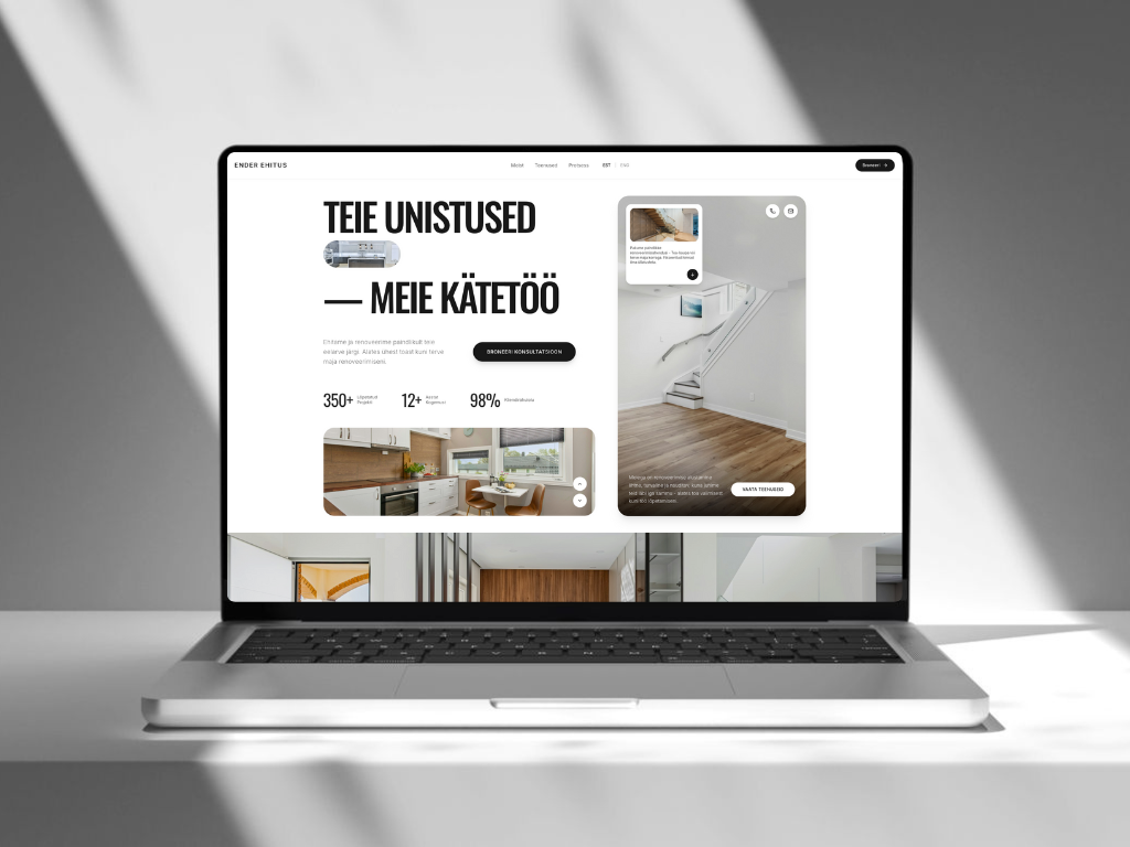 Ender Ehitus - Construction website mockup