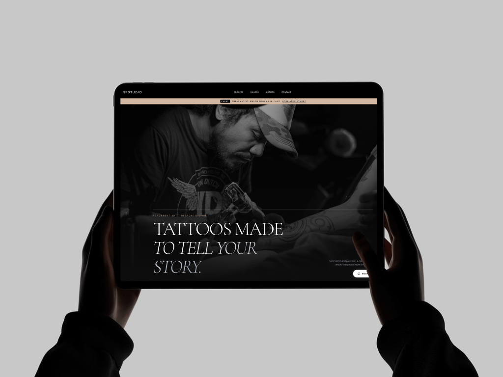 Ink Studio - Tattoo studio website mockup